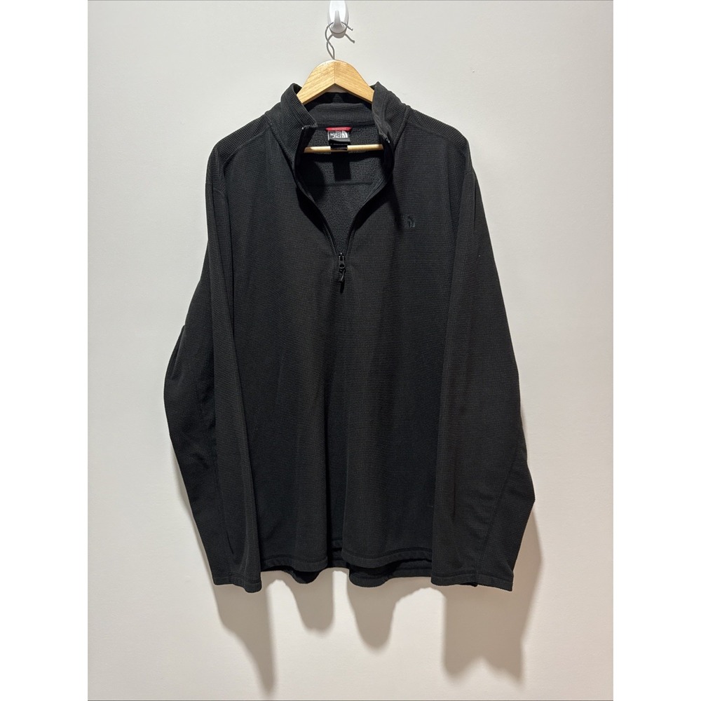 North Face Mens Collared Black 1/4 Zip Long Sleeve Thermal Pullover Size 2xl